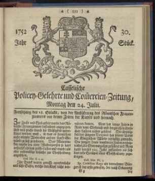 30. Stueck, Montag den 24. Julii 1752