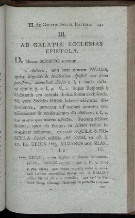 III. Ad Galatiæ Ecclesias Epistola.