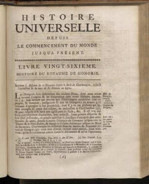 Livre Vingt-Sixieme. Histoire du Royaume de Hongrie.
