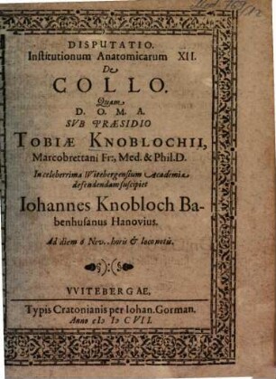 Disputatio Institutionum Anatomicarum, 12. De Collo