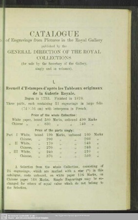 Catalogue of Engravings from Pictures in the Royal Gallery