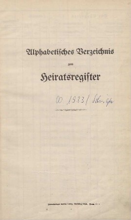 Jahrestabellen 1933 Heiraten Solingen (aus Heiratsregister 1933)