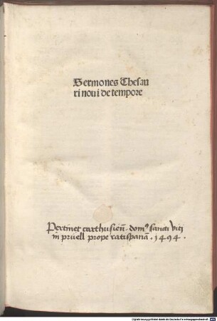 Sermones Thesauri noui de tempore