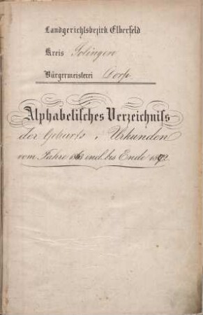Dezennaltabellen 1863 - 1872 Geburten, Heiraten und Sterbefälle Dorp