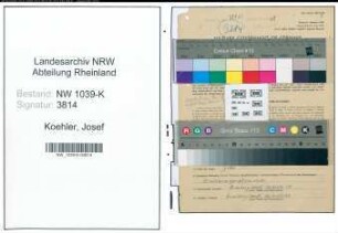 Entnazifizierung Josef Koehler , geb. 27.10.1909 ()