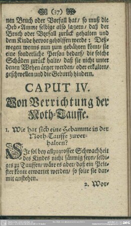 Caput IV. Von Verrichtung der Noth-Tauffe