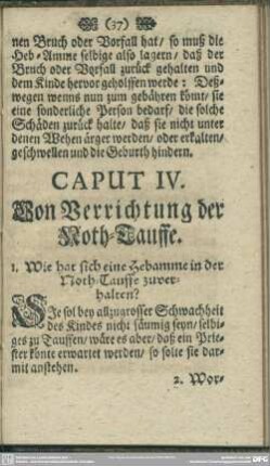 Caput IV. Von Verrichtung der Noth-Tauffe