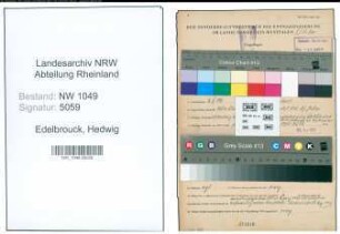 Entnazifizierung Hedwig Edelbrouck , geb. 07.10.1907 (Fuersorgerin)