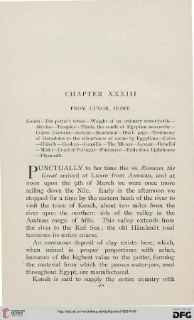 Chapter XXXIII: From Luxor, home