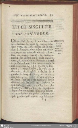 Effet Singulier Du Tonnerre