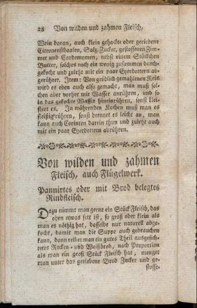 Von wilden und zahmen Fleisch, auch Flügelwerk.