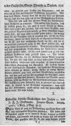 Historisch-kritische Nachrichten von Italien. Bd.2.