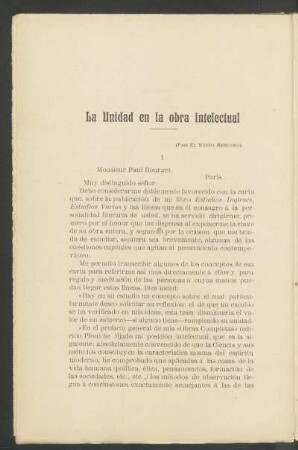 La unidad en la obra intelectual