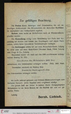 Zur gefälligen Beachtung