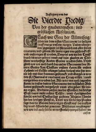 Die Vierdte Predig/ Von der gnadenreychen/ und tröstlichen Absolution.