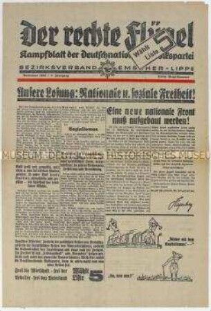 Wahlzeitung der DNVP Emscher-Lippe zur Reichstagswahl am 6. November 1932