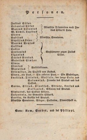 Shakspeare's Sämmtliche Schauspiele, 6. Julius Cäsar