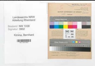 Entnazifizierung Bernhard Kimmina , geb. 30.05.1912 (Angestellter)