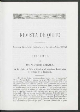 Núm. XXXVI - Quito, Septiembre 24 de 1898