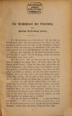 Die Reichthümer der Enterbten