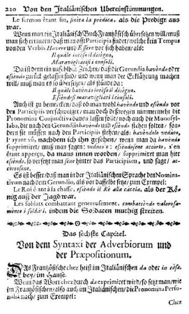 Das sechste Capitel. Von dem Syntaxi der Adverbiorum und der Praepositionum.