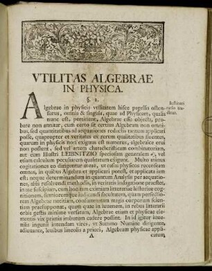 Utilitas Algebrae In Physica.