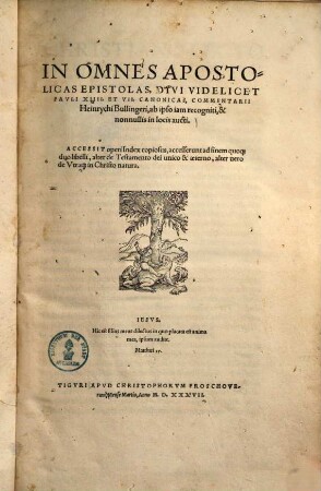 In omnes apostolicas epistolas, divi videlicet Pauli XIIII. et VII. canonicas, commentarii Heinrychi Bullingeri