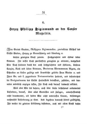 6. Herzog Philipp Sigismund an den Canzler Mutzeltin.
