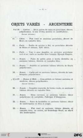 Objets variés - Argenterie (Nr. 9-76)