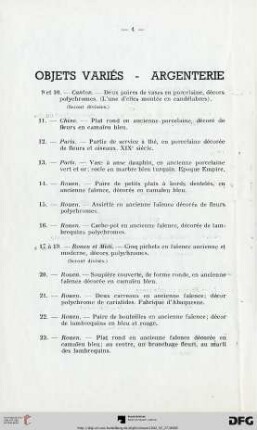 Objets variés - Argenterie (Nr. 9-76)