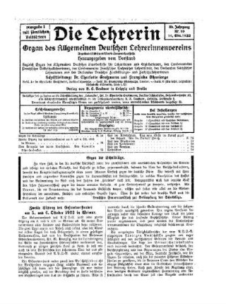 Zweite Sitzung des Gesamtvorstandes am 5. und 6. Oktober 1922 in Weimar