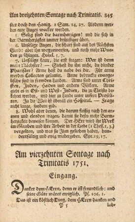 Am vierzehnten Sontage nach Trinitatis 1751