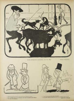 Petite mythologie parisienne. - No. IV. Pan; - Qu'est-ce que tu ferais si tu trouvais un billet de mille?; - Vous savez que notre juge est parti.