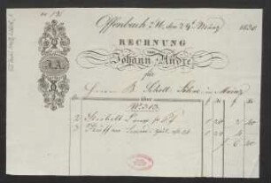 Rechnung von Johann André