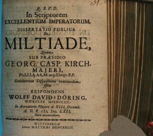 In scriptorem excellentium imperatorum dissertatio publica de Miltiade