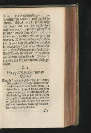 2. Sophia/ ChurFürstin zu Sachsen.