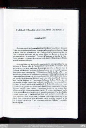 Sur Les Traces Des Melamis De Bosnie Jasna Šamić