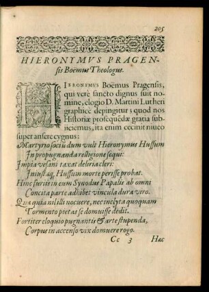 Hieronymus Pragensis Boemus Theologus.
