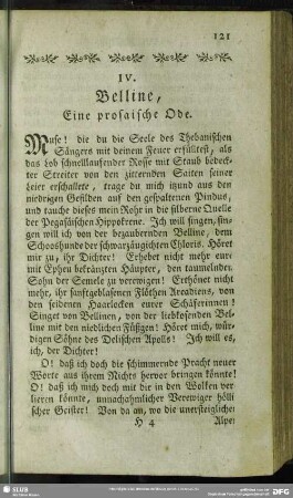 IV. Belline, Eine prosaische Ode