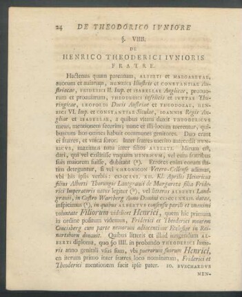 §. VIIII. De Henrico Theoderici Iunioris Fratre