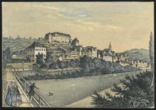 Tübingen von der Südwestseite : Lithographie