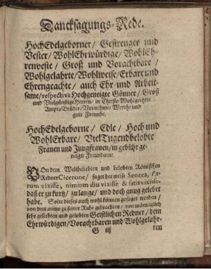 Dancksagungs-Rede
