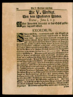 Die V. Predigt. Von dem schlaffenden Sünder