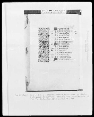 Lateinisches Stundenbuch — Teilbordüre, Folio 7verso