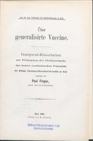 Über generalisirte Vaccine