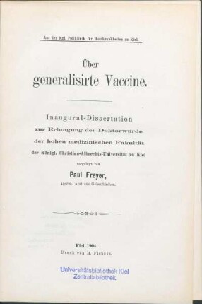 Über generalisirte Vaccine