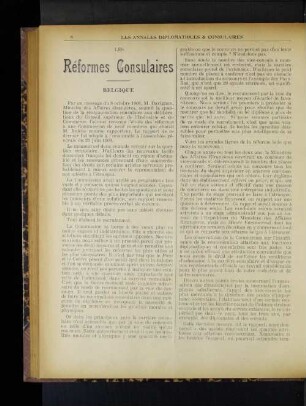 Les Réformes Consulaires Beligique