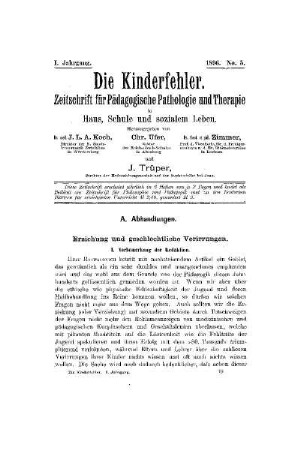 Erziehung und geschlechtliche Verirrungen : I. Vorbemerkung der Redaktion