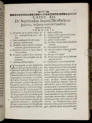 Caput XII. De Superioribus Imperij Dicasterijs ac Judiciis, in specie vero de Consilio Imperiali Aulico.