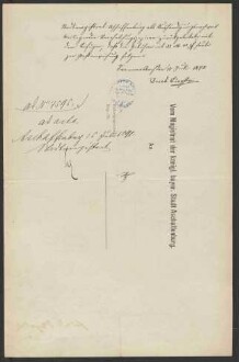 Ausstellung eines Verehelichungszeugnisses an den in Frammersbach
                     wohnenden Kaufmann Joseph Friedrich Koplitz - Verehelichung mit der
                     Restaurateuerstochter Anna, geb. Weisberger, aus Frankfurt / Main, 1898,
                     Verehelichung mit der Metzgermeisterstochter Amalie Katharina, geb.
                     Immerschitt, aus Aschaffenburg, 1902, Bürgerrechtsverleihung, 1902
